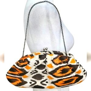 K.C.MALHAN Ikat Printed Woven Cloth Dumpling Chain Bag In Orange/brown Multi.